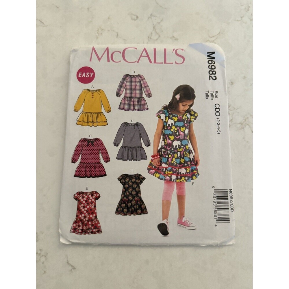 McCall's M6982 Sewing Pattern Crafts Size 2 3 4 5 Girls Dresses Easy